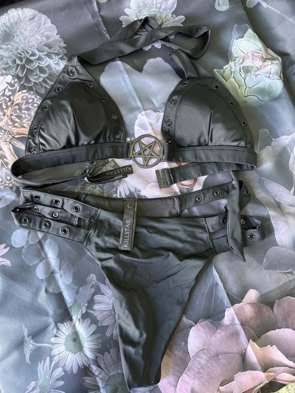 Killstar Black Pentagram Hardware Bikini Set